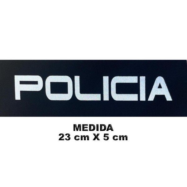 PARCHE ROTULO REFLECTANTE CON VELCRO POLICIA 23 X 5 CM